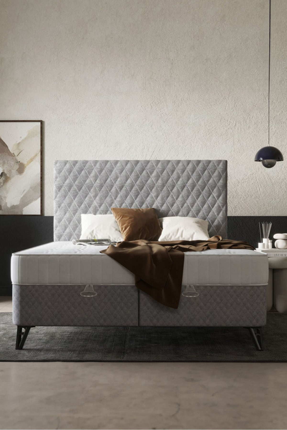 Modamed Pro Çift Kişilik Yatak Seti 150x200 / Ortopedik Yatak - Baza - Başlık / 3'lü Yatak Seti