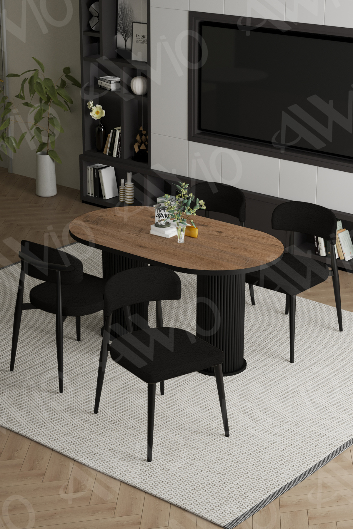 Norm Bohem Ayak Siyah Polo Sandalye 80x140 Mutfak Masa Sandalye Takımı Akça