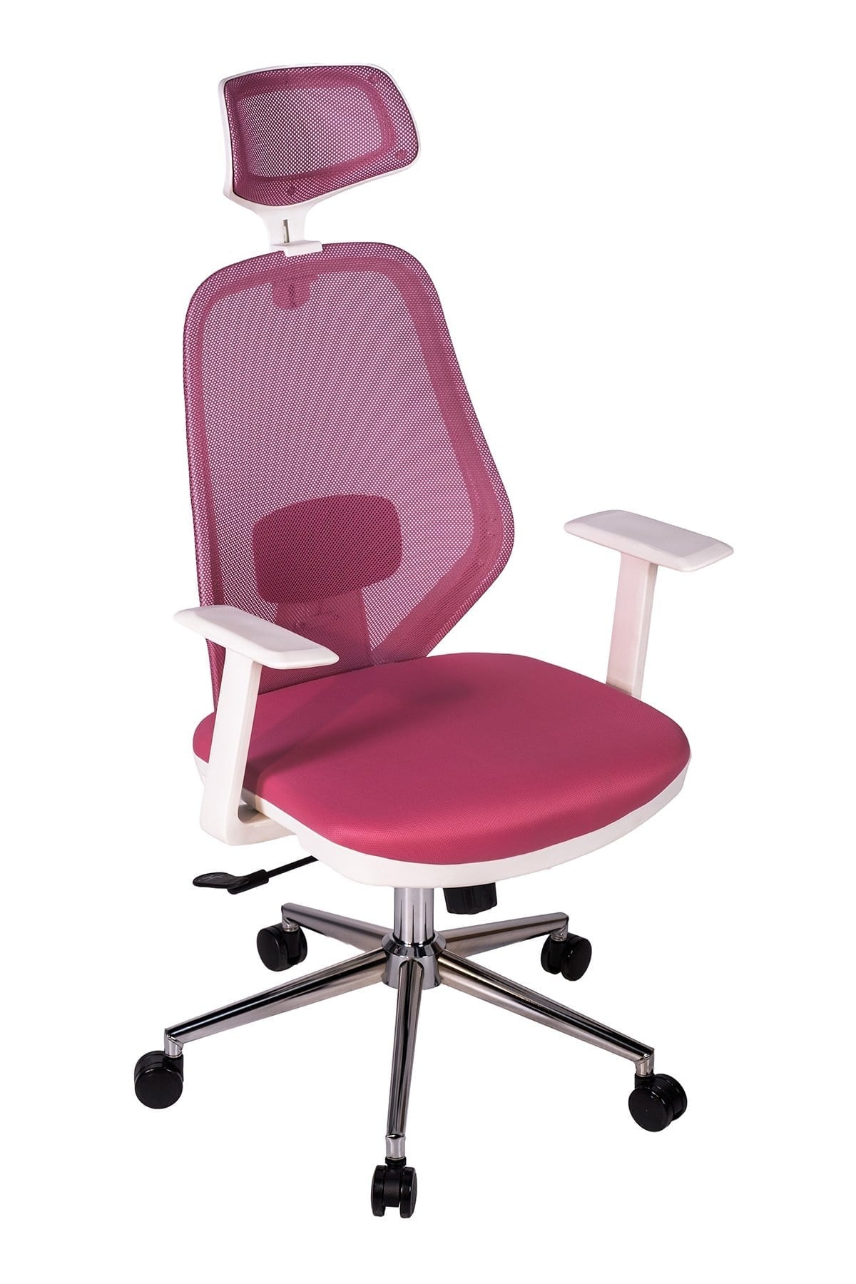 Ofisbazaar Dali Beyaz Fileli Yönetici Koltuğu | Ergonomik Başlıklı Ofis Koltuğu Pembe