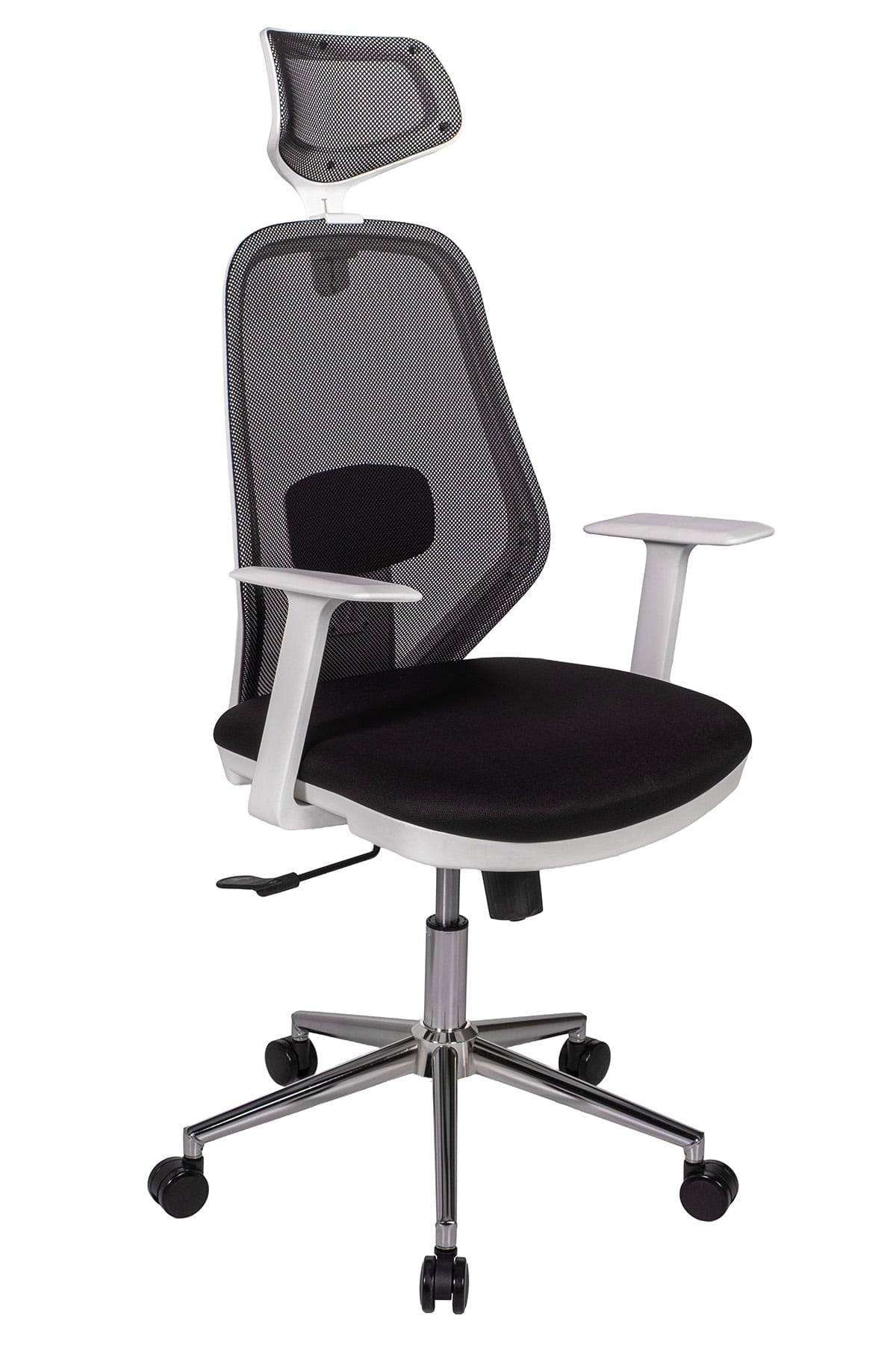 Ofisbazaar Dali Beyaz Fileli Yönetici Koltuğu | Ergonomik Başlıklı Ofis Koltuğu Siyah Fileli