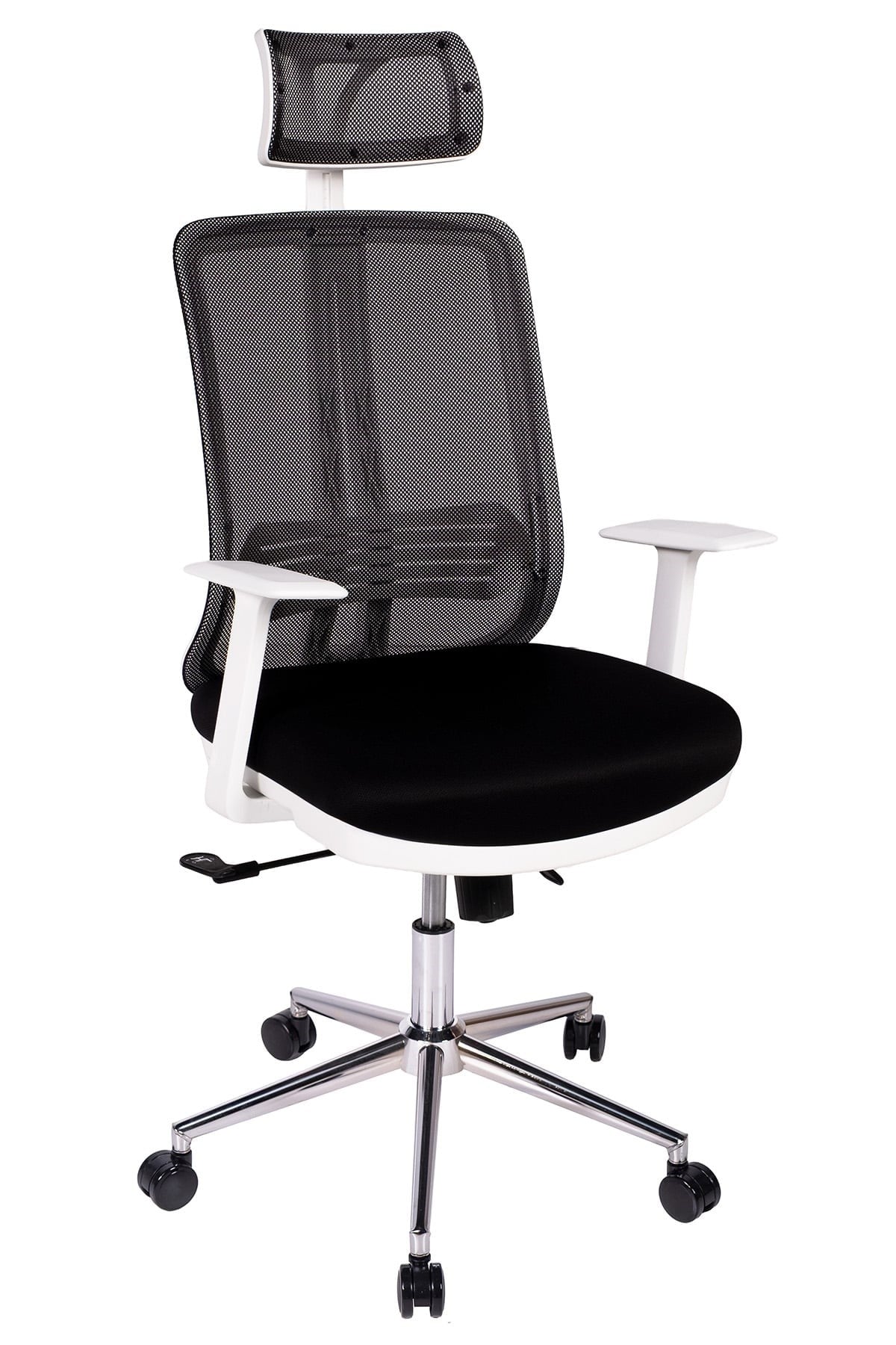 Ofisbazaar UP Beyaz Fileli Yönetici Koltuğu | Ergonomik Başlıklı Ofis Koltuğu Siyah Fileli