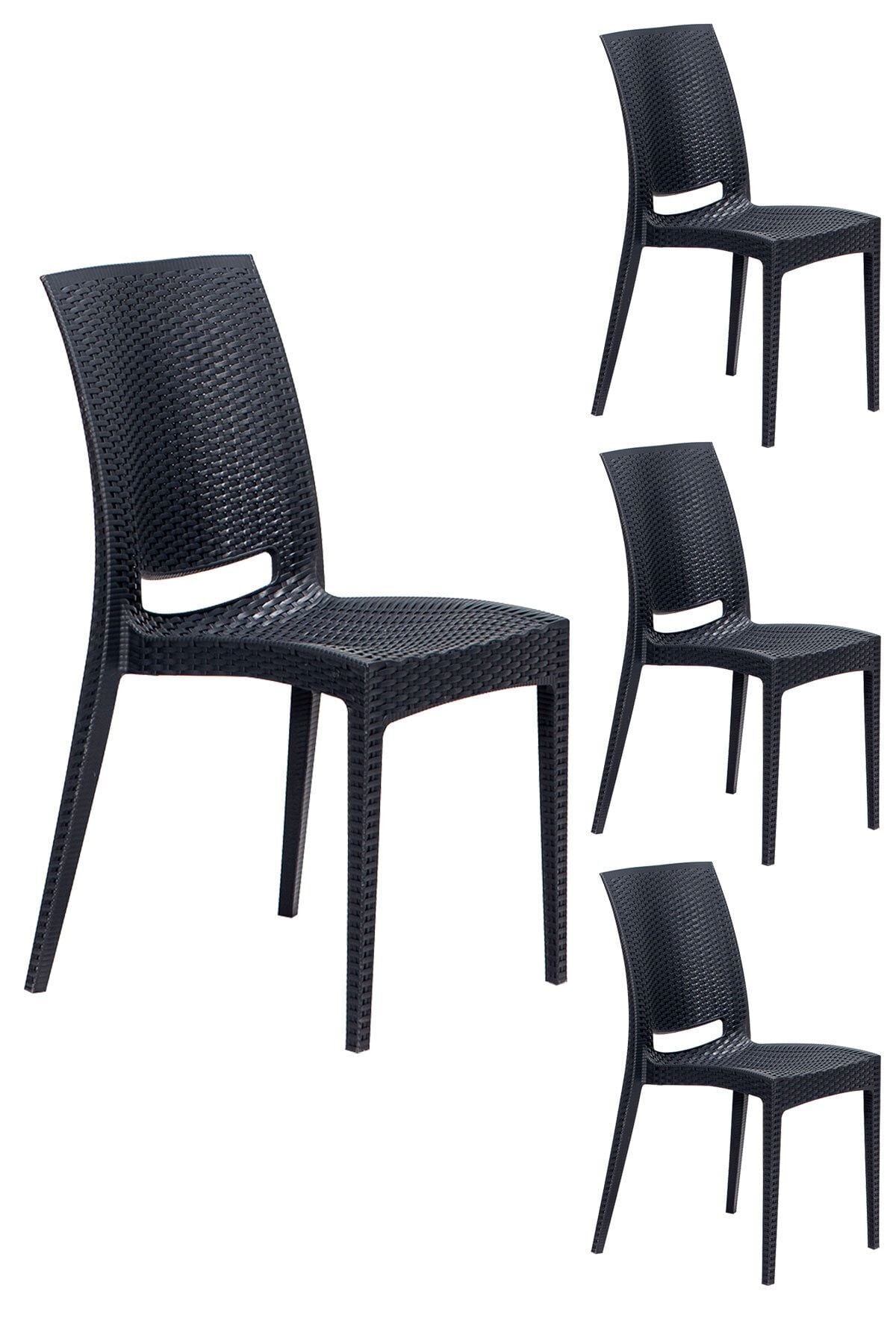 Sandalie 4 Adet Rattan Antrasit Sandalye / Balkon-bahçe-teras