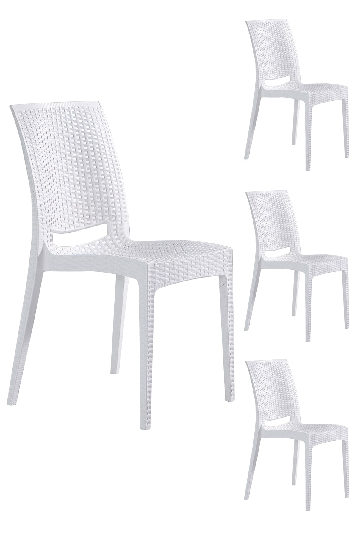 Sandalie 4 Adet Rattan Beyaz Sandalye / Balkon-bahçe-teras