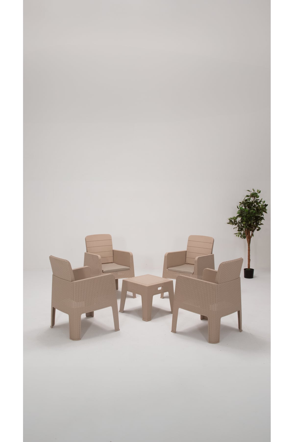 Sandalie Apex 4 Kişilik Minderli Bahçe&Balkon&Teras Mobilyası - Cappucino