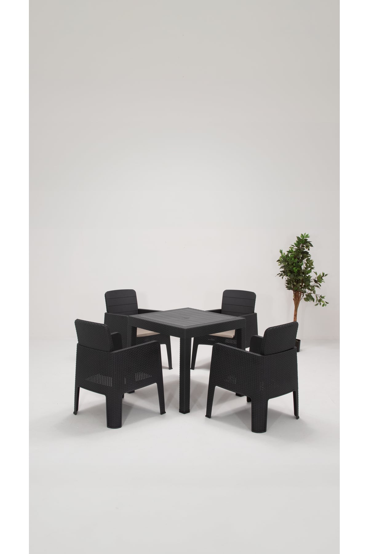 Sandalie Apex 80x80 4 Kişilik Minderli Bahçe&Balkon&Teras Mobilyası – Antrasit