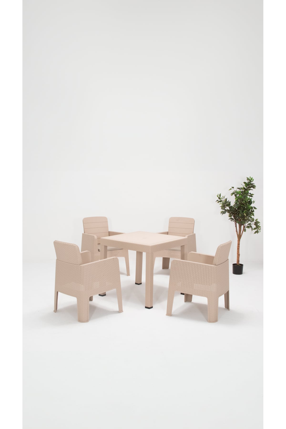Sandalie Apex 80x80 Minderli Bahçe&Balkon&Teras Mobilyası – Cappucino