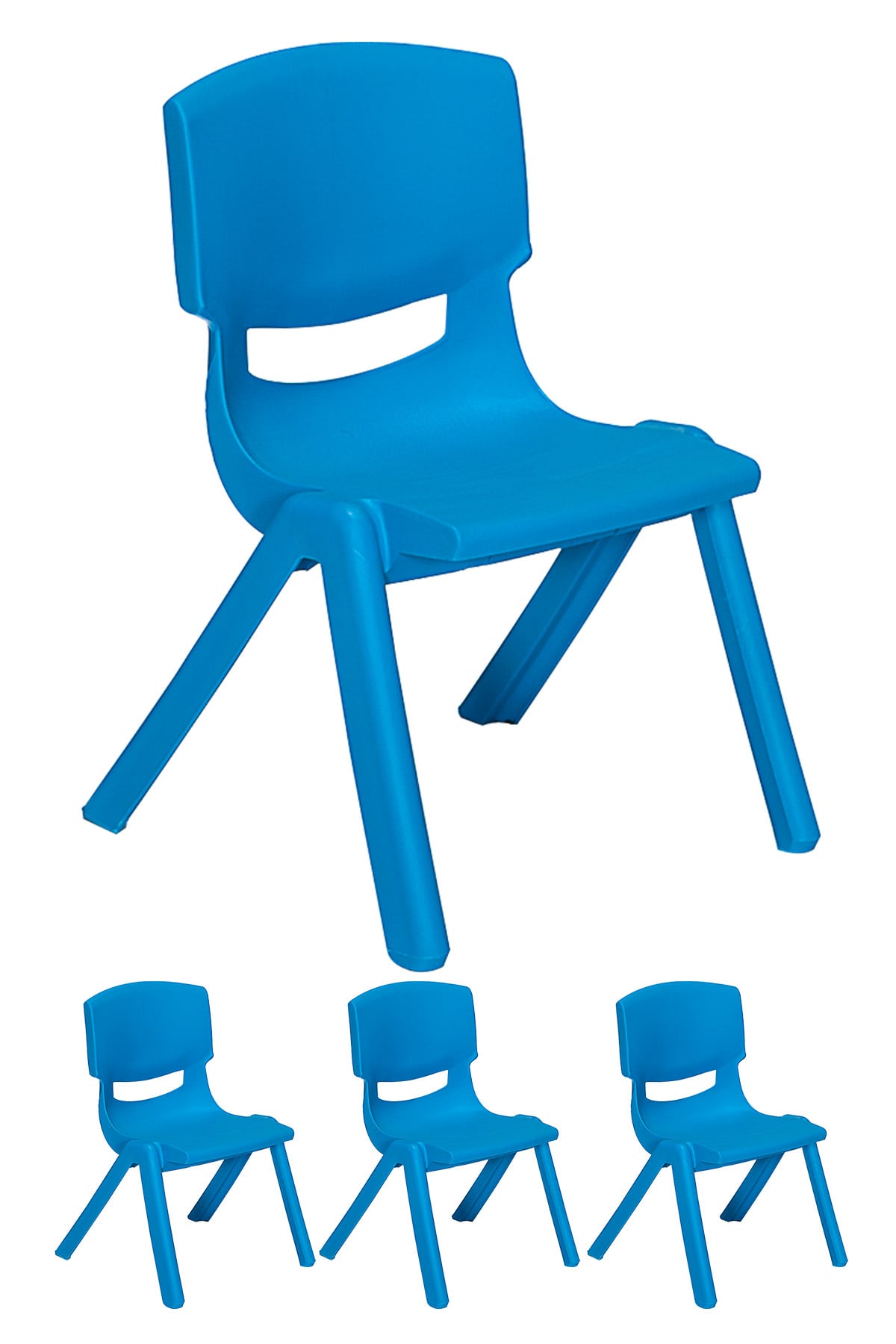 Sandalie Junior 4 Adet Ergonomik Konforlu Anaokulu Kreş Çocuk Sandalyesi - Mavi