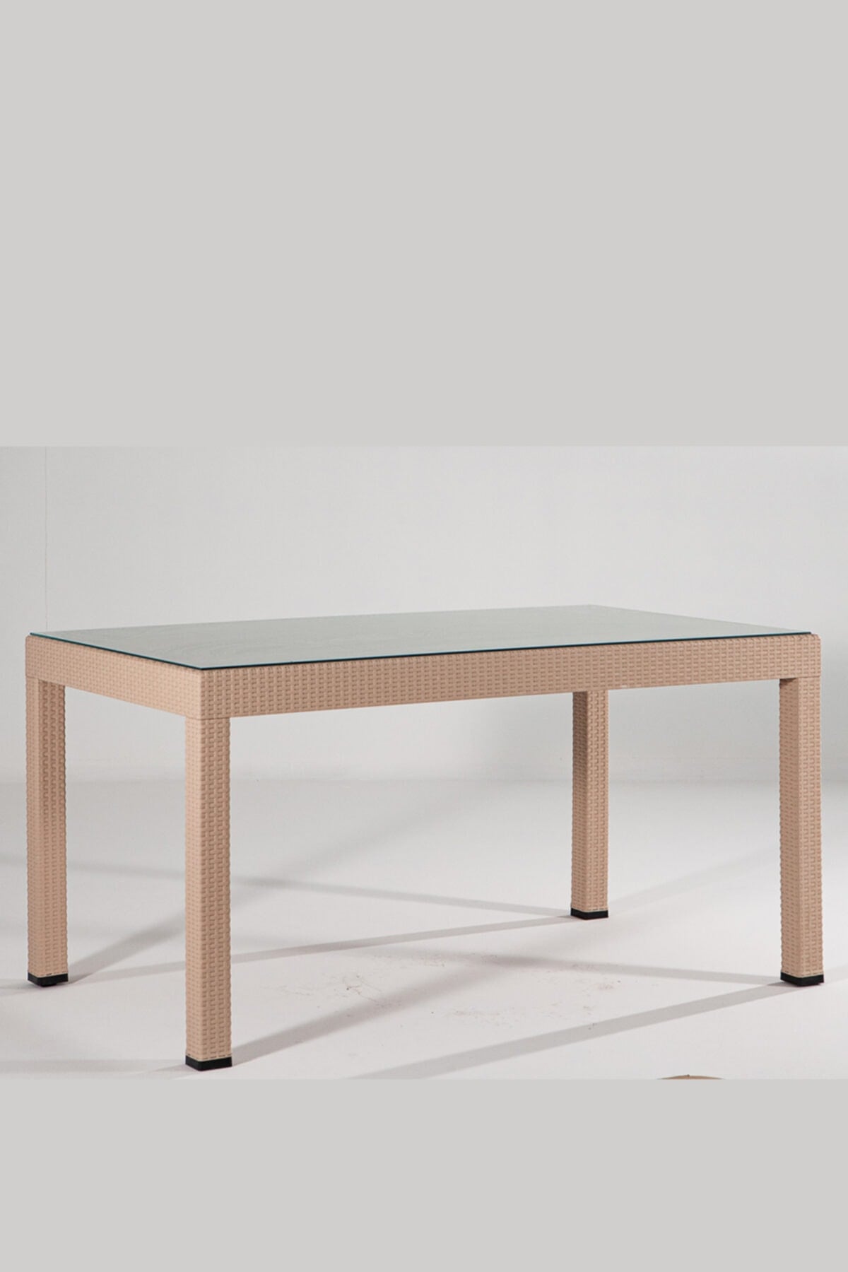 Sandalie Rattan 90x150 Camlı Cappucino Masa - Bahçe&balkon&teras