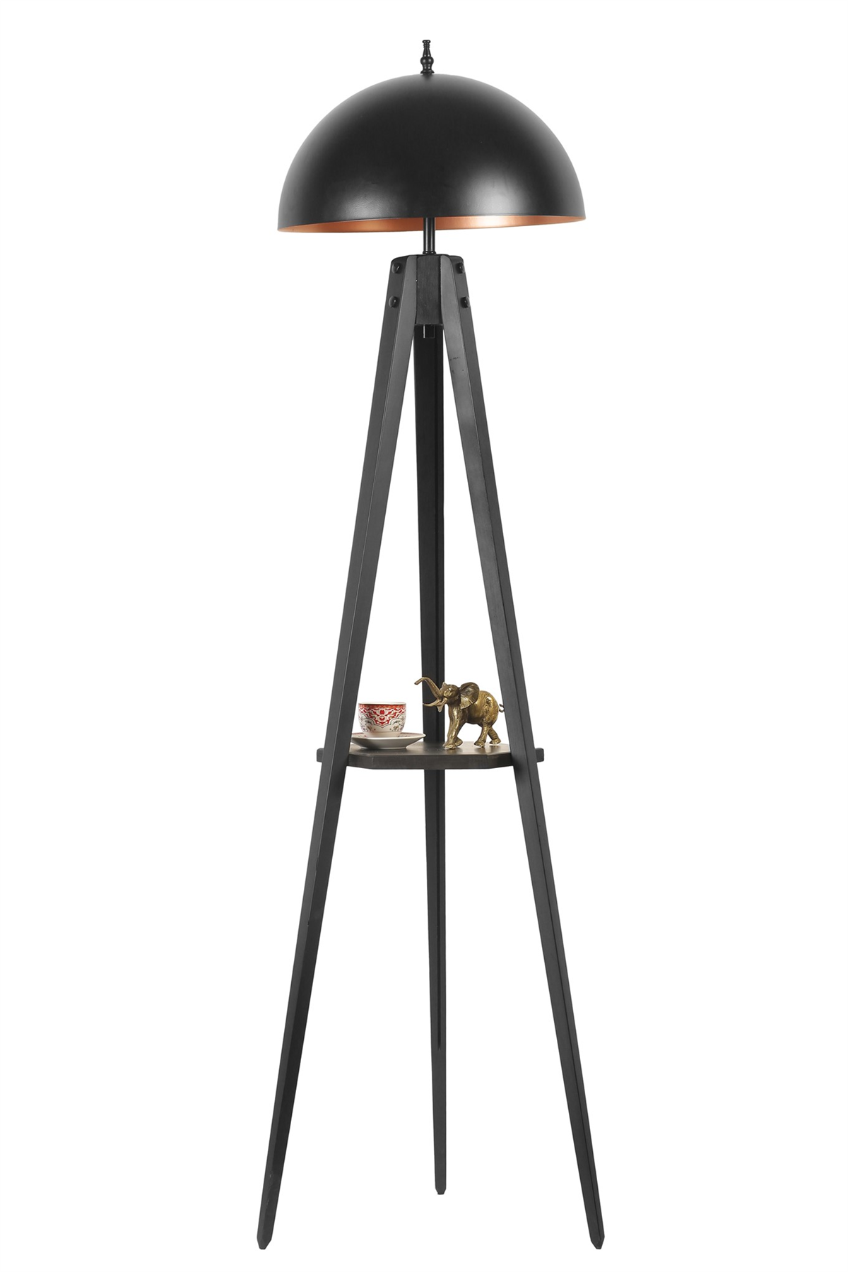 Sehpalı Tripod Siyah Büyük Retro Başlıklı Lambader