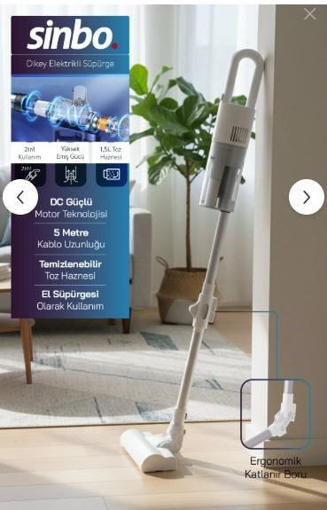 Sinbo Svc-8629 Elektrikli Supurge Beyaz