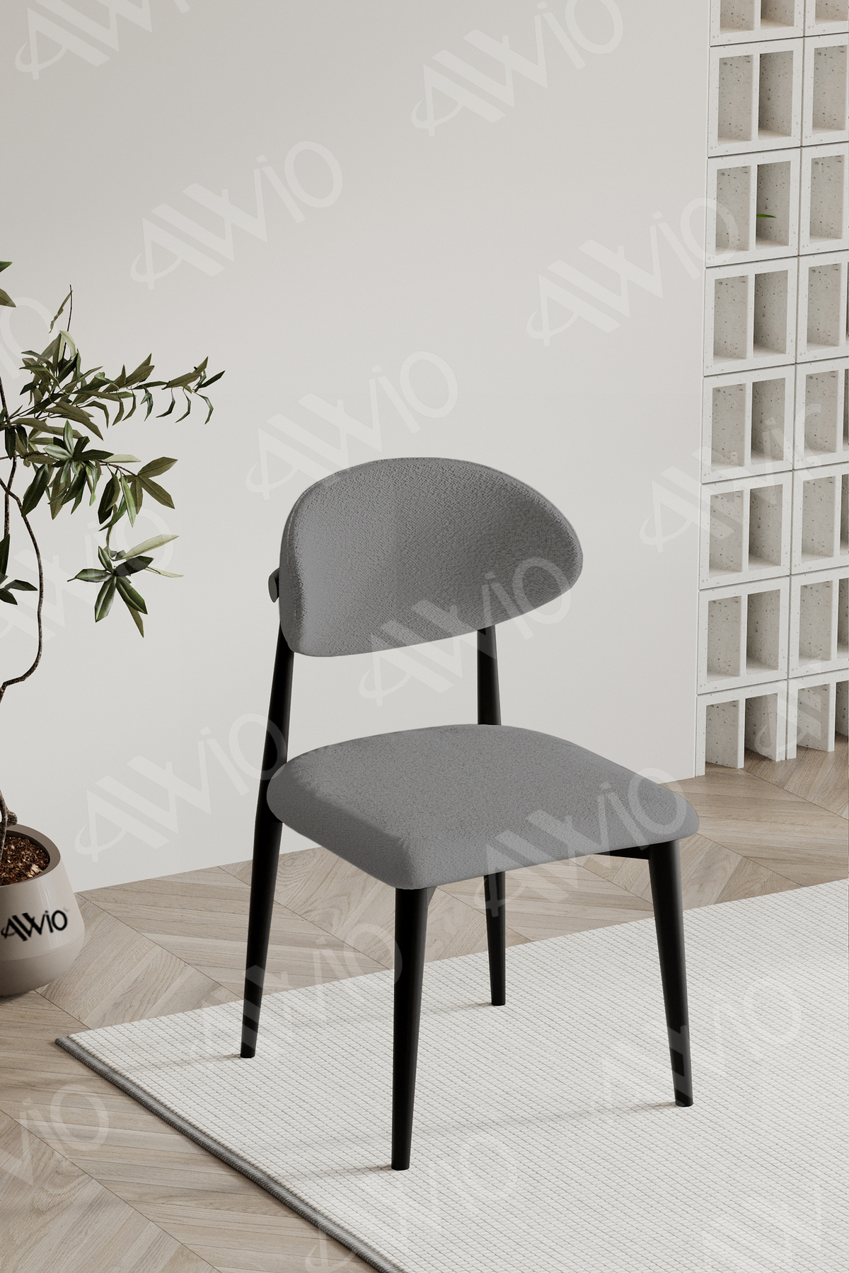 Siyah Polo Sandalye Mutfak Salon Yemek Odası Sandalyesi Metal Ayak Gri