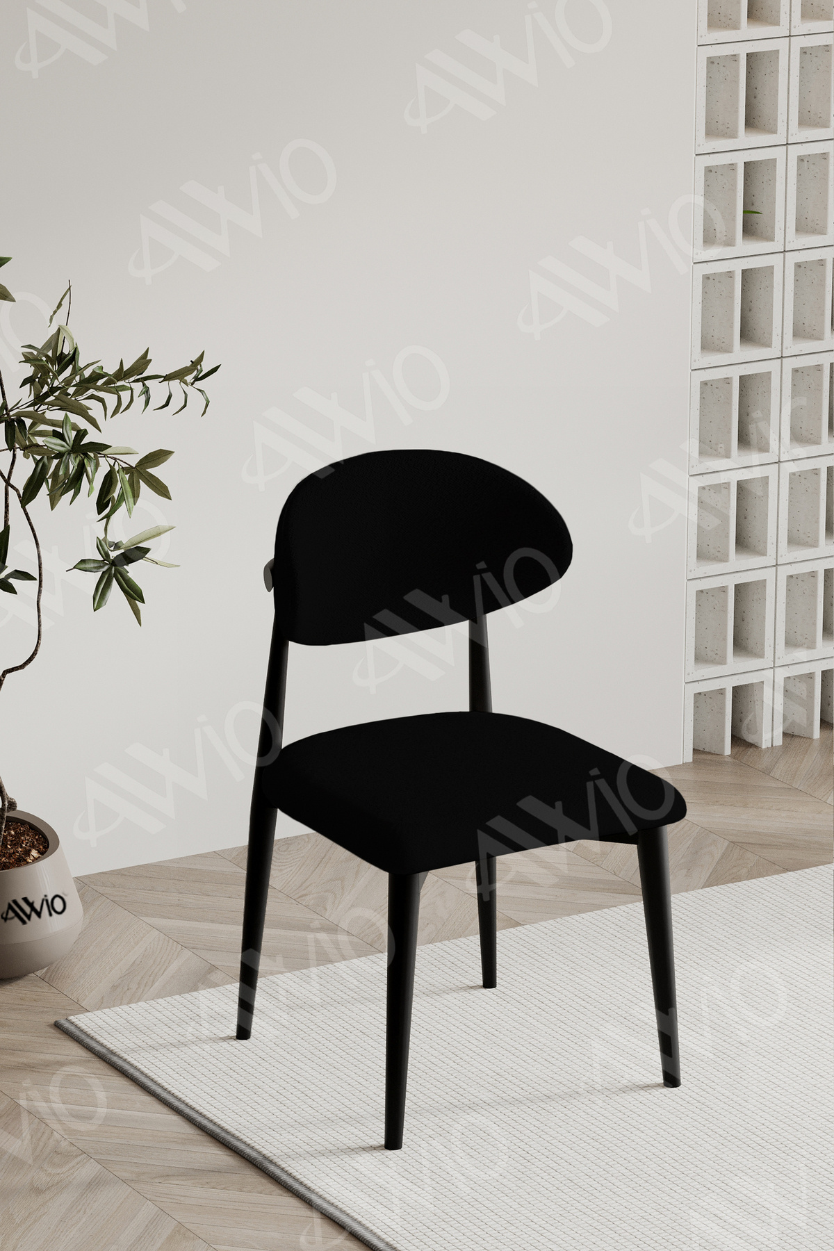 Siyah Polo Sandalye Mutfak Salon Yemek Odası Sandalyesi Metal Ayak Siyah