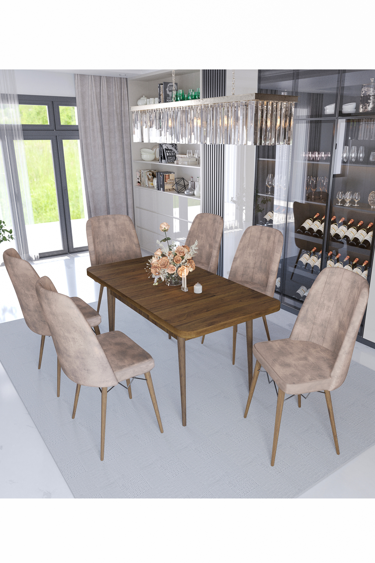 Sümela Yemek Masası Takımı Mutfak Masası Takımı Capucino 6 Sandalyeli Cappucino 80x130(Kapalı) 80x170(Açık) 