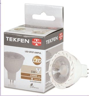 Tekfen Led Spot Ampul 5W 345Lm Sari Mr16 12V Tp G4503Mr16Wwcb