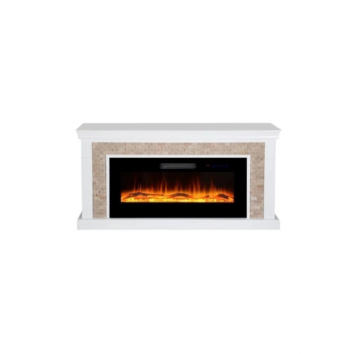 TEKTES Şömine 150cm MDF Taşlı Şömine 8 Renkli Alev Sesli Wifi