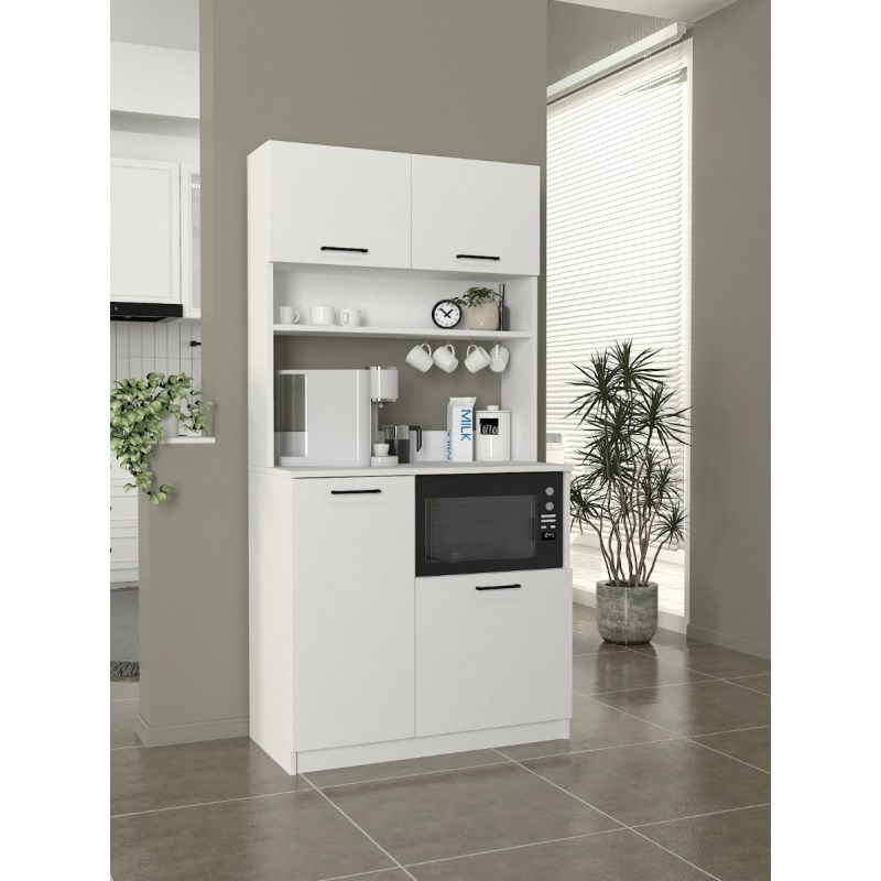 Tuco Cok Amacli Mutfak Dolabi & Mikrodalga Firin Dolabi Beyaz 900X400X1800 Mm