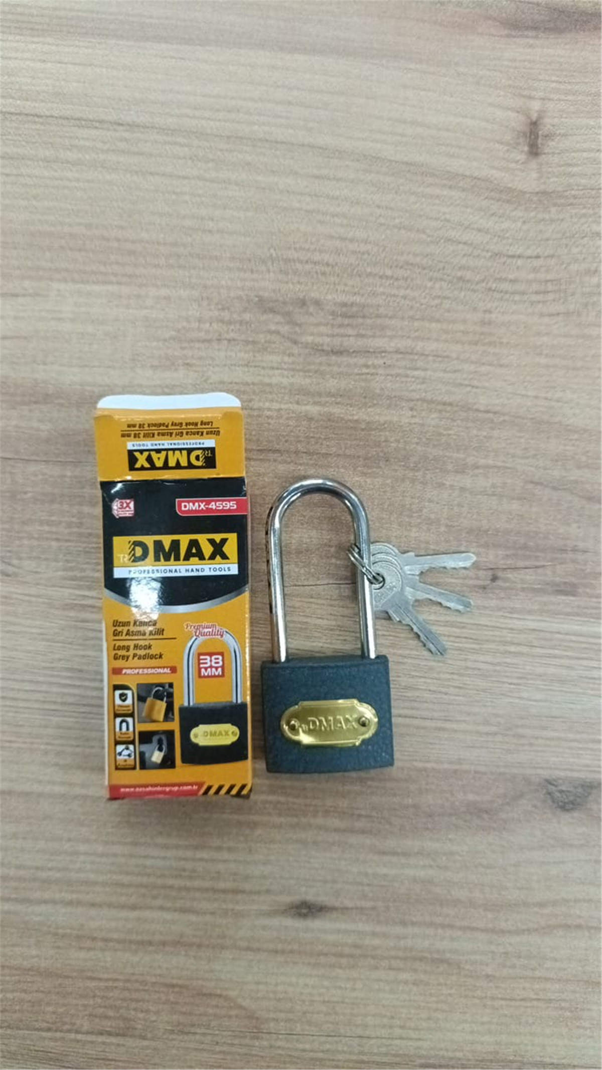 Uzun Kanca Asma Kilit Gri 38Mm