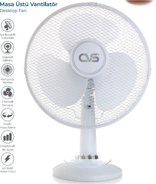 Vantilatör Masa Üstü 3 Kanat 40 W-Dn 91031