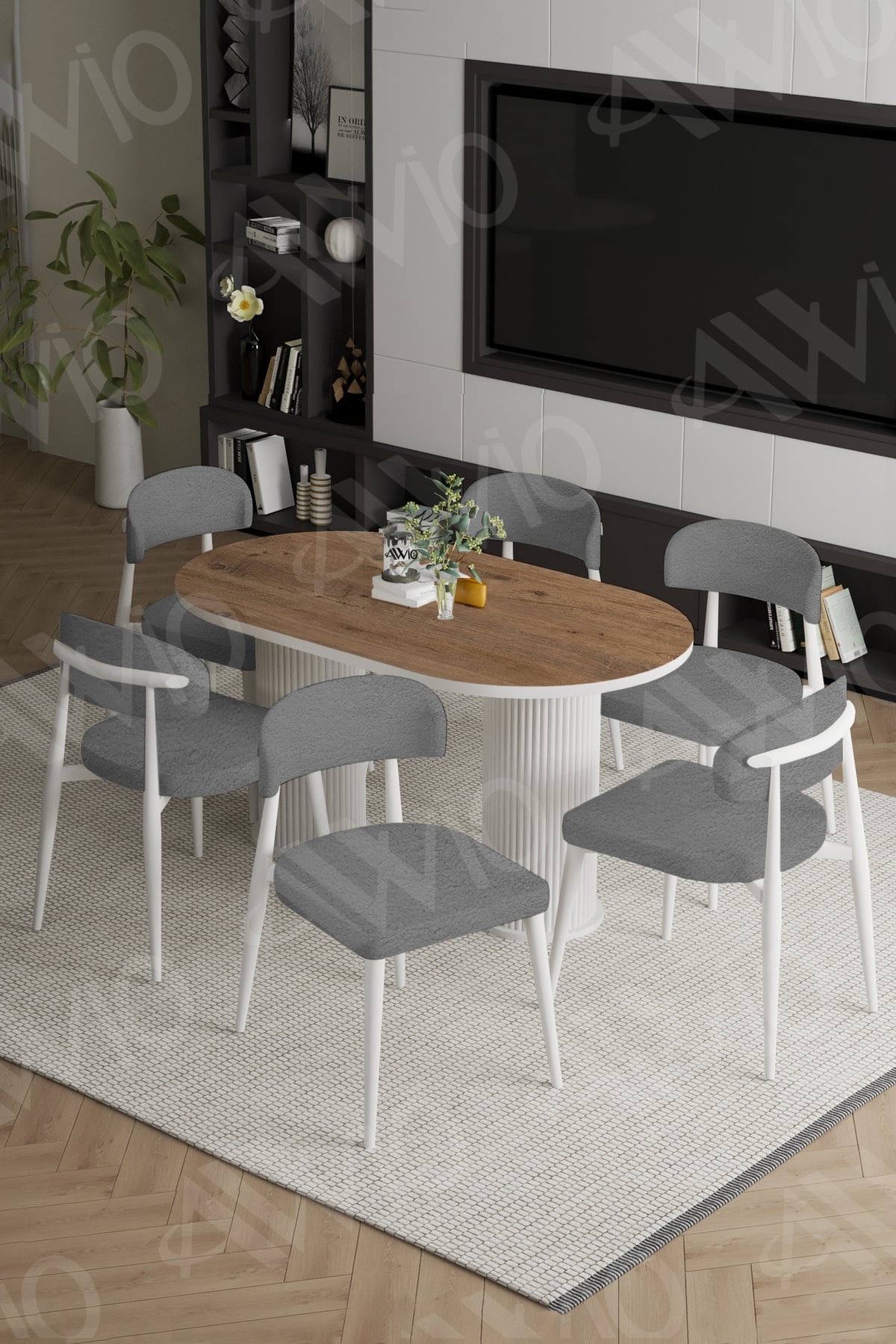 Vermond Bohem Ayak Beyaz Polo Sandalye 80x160 Mutfak Masa Sandalye Takımı Akça
