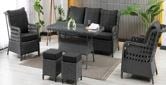 Vilza Rattan Set 3+1+1 2Puf Antrasit Zgz