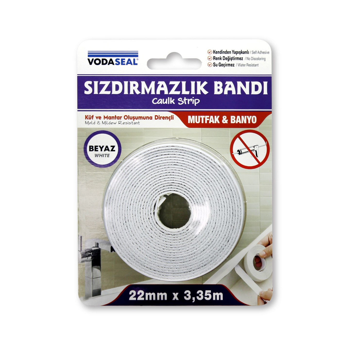 Vodaseal Lavabo Kenar Sızdırmazlık Bandı 22 Mm X 3.35 Mt - Beyaz