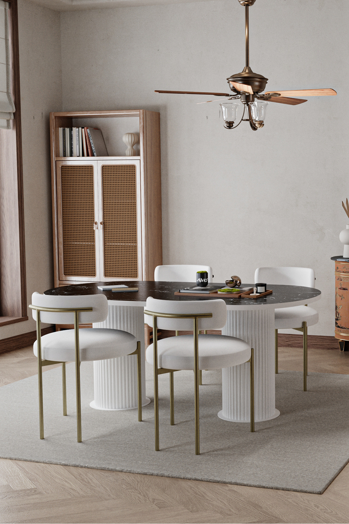 West Beyaz Bohem Ayak 80x140 Yemek Masası & Mutfak Masası & Salon Masası Masa Sandalye Takımı Siyah Mermer