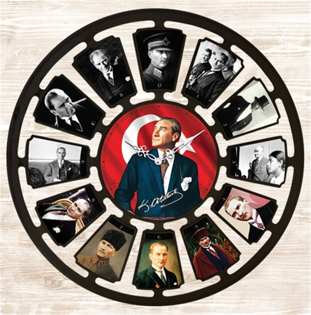 Yuvarlak Duvar Saati Atatürk 732