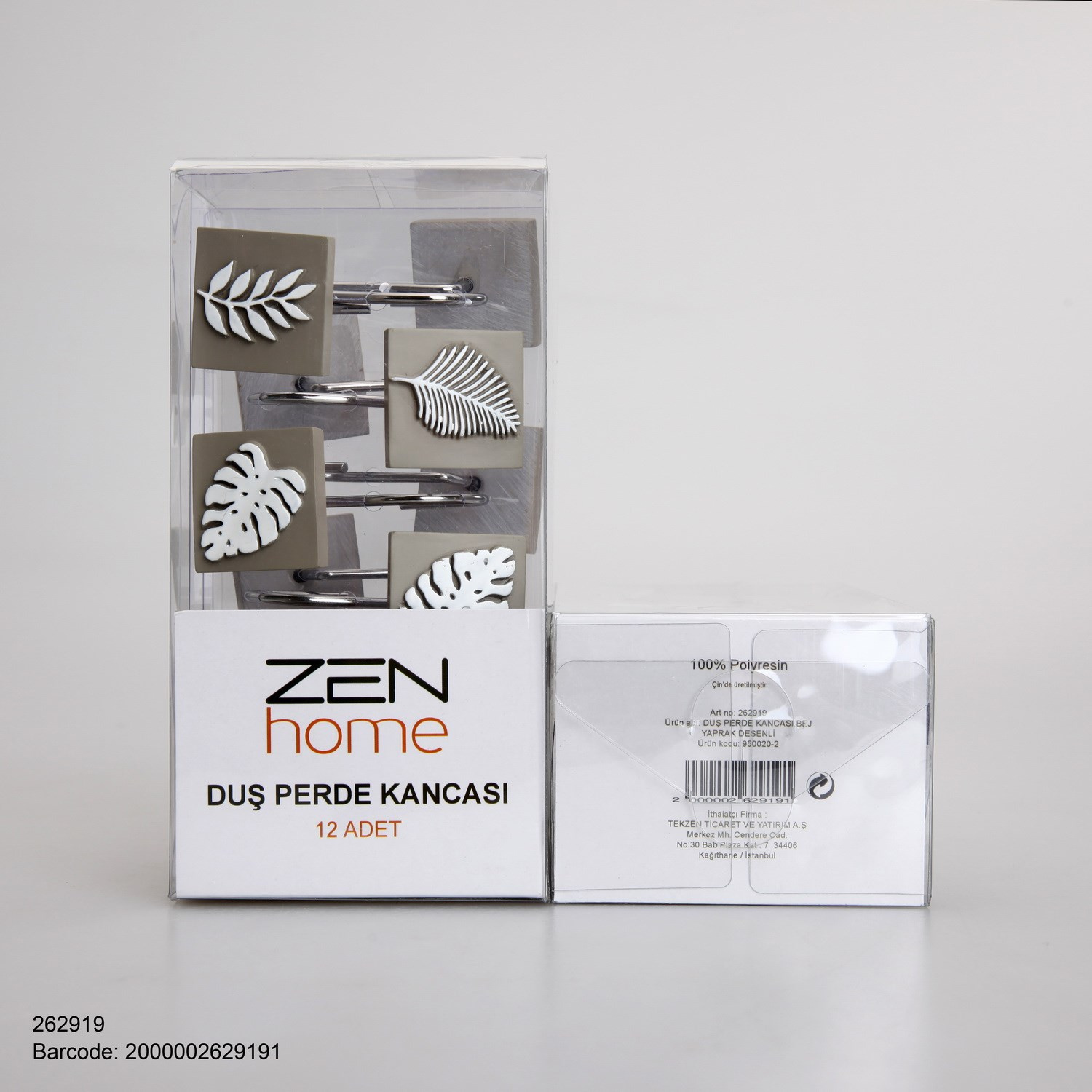 Zen Home Dus Perde Kancasi Bej Yaprak Desenli 950020-2