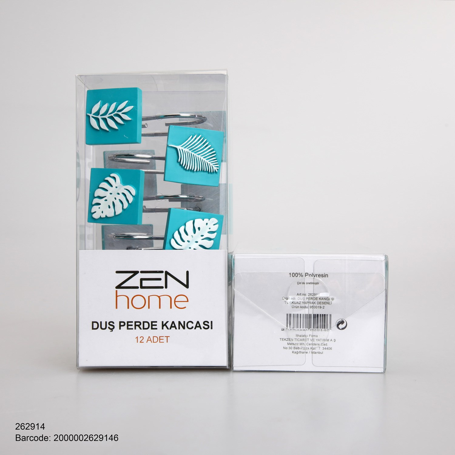 Zen Home Dus Perde Kancasi Turkuaz Yaprak Desenli 950019-2