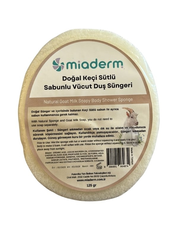 Doğal Keçi Sütlü Sabunlu Vücut Duş Süngeri | 125gr