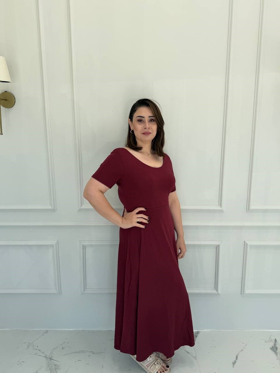 Modal Kumaş Sırt Çapraz Detay Elbise