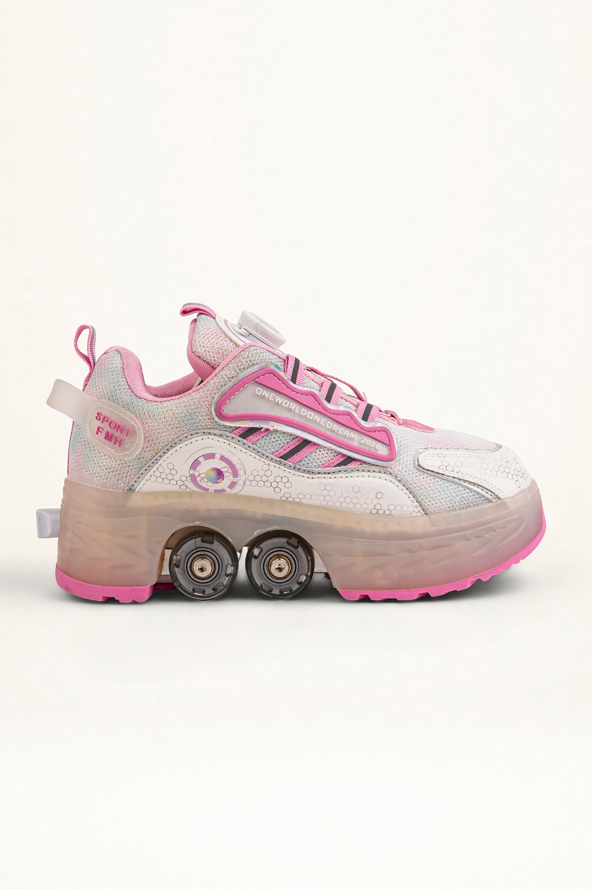  Pembe 4 Tekerlekli -Teker Işıklı -İçe Kapanmalı Tekerlekli Paten Spor Ayakkabı - Tekerlekli Sneakers  Seferi