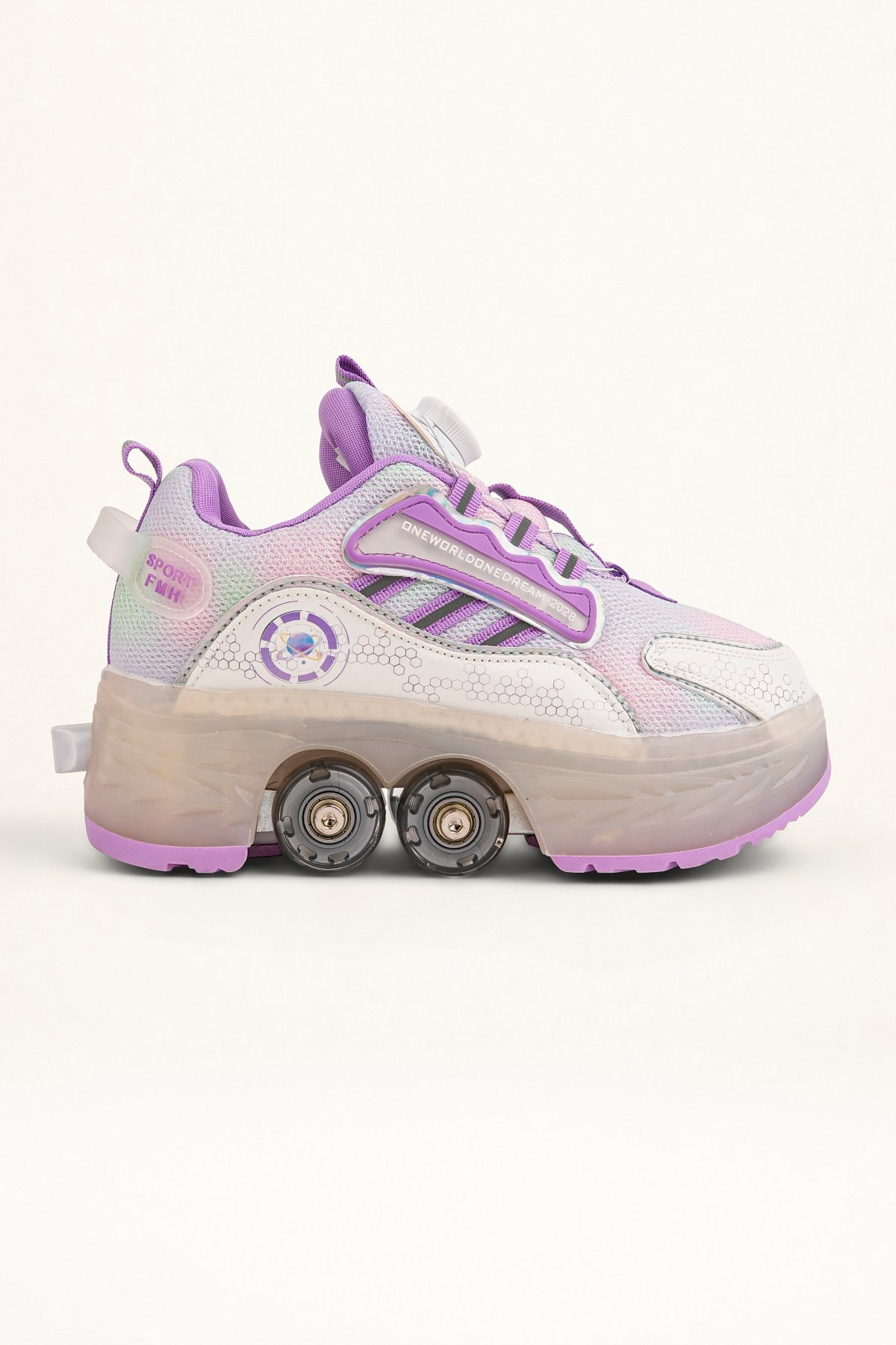 Mor 4 Tekerlekli -Teker Işıklı -İçe Kapanmalı Tekerlekli Paten Spor Ayakkabı - Tekerlekli Sneakers  Seferi