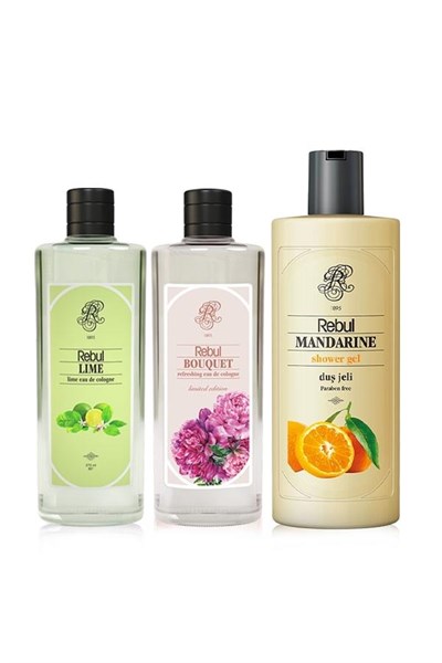 Lime 270 Ml Ve Bouquet 270 Ml Kolonya - Mandarine 500 Ml Duş Jeli Seti