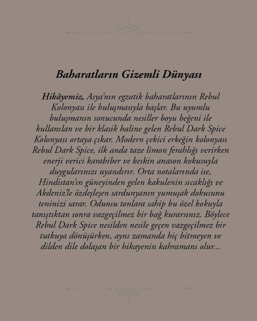 Rebul Dark Spice EDC Kolonya 125 ml Pet Şişe