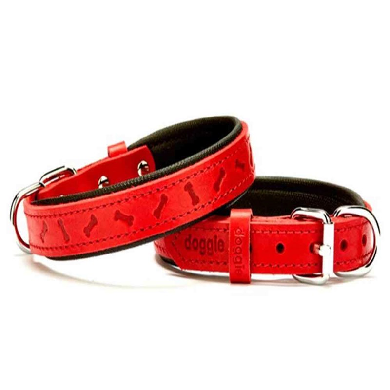 Doggie Comfort Kemik Desenli Deri Boyun Tasması 2035 S Kırmızı 8680782102196 Doggie Köpek Boyun Tasmaları Amazon Pet Center