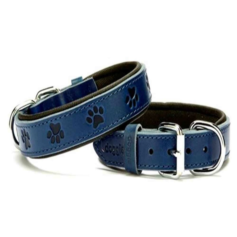 Doggie Comfort Pati Desenli Deri Boyun Tasması Mavi SBT-3036	 8680782102752 Doggie Köpek Boyun Tasmaları Amazon Pet Center