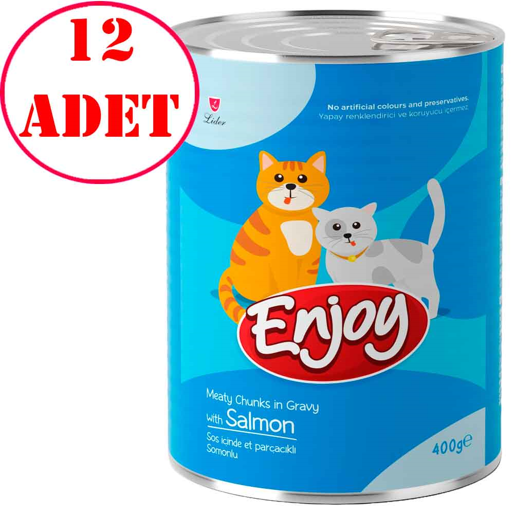 Enjoy Somonlu Kedi Konservesi Sos İçinde Et Parçacıklı 400 Gr 12 Ad 35006718 Amazon Pet Center