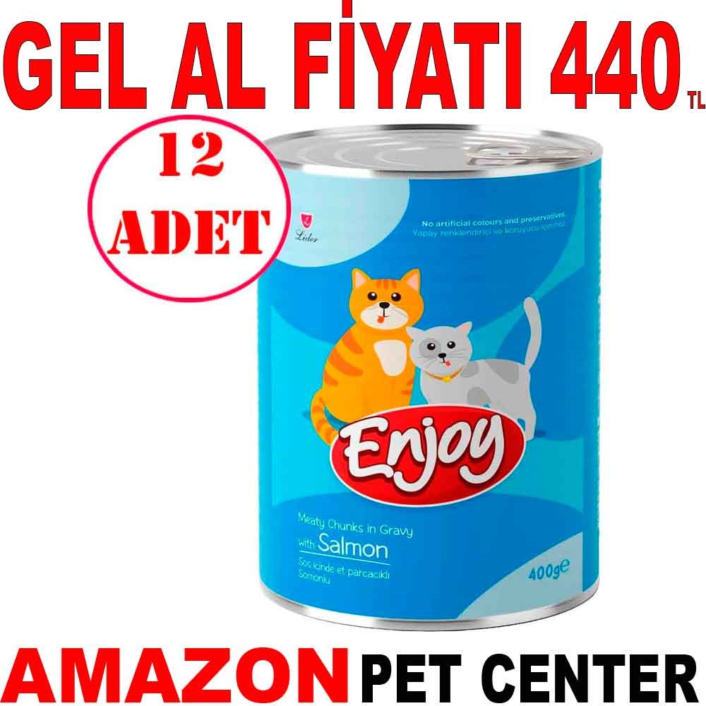 Enjoy Somonlu Kedi Konservesi Sos İçinde Et Parçacıklı 400 Gr 12 Ad Gel Al 35006725 Amazon Pet Center
