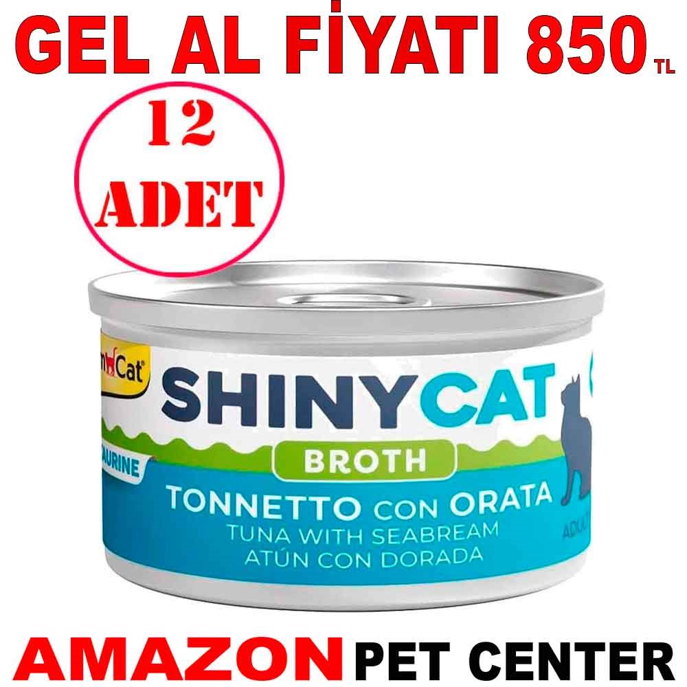 Gimcat Shinycat Kedi Konservesi Çipura ve Ton Balıklı 70 Gr 12 AD Gel Al 22089007 Amazon Pet Center