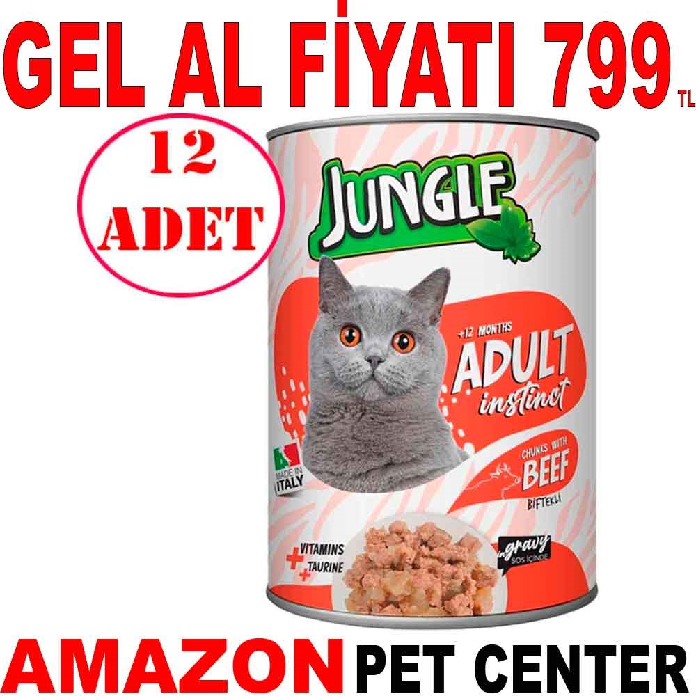 Jungle Kedi Konservesi Biftekli 415 GR 12 AD Gel Al 18858006 Amazon Pet Center
