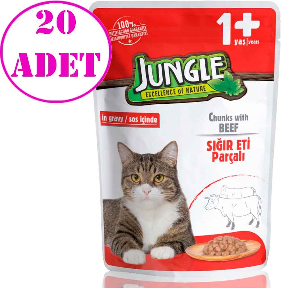 Jungle Kedi Yaş Mama Biftekli Jelli 100 Gr 20 AD 8681299031115 Amazon Pet Center