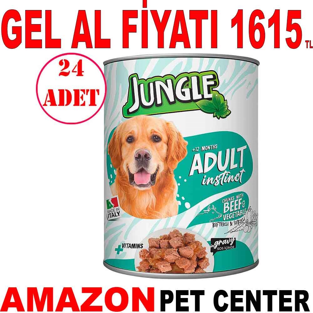 Jungle Köpek Konservesi Biftekli Sebzeli 415 GR 24 AD Gel Al 20941000 Amazon Pet Center
