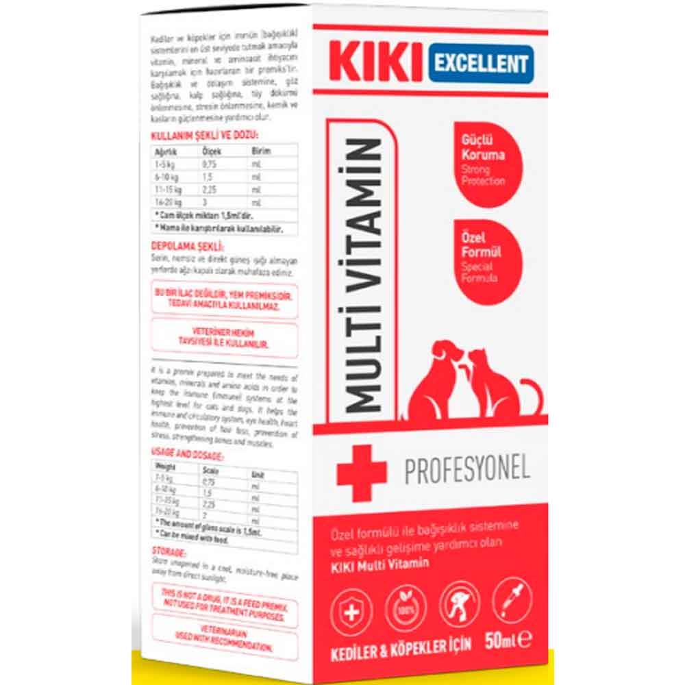 KIKI Excellent Kedi ve Köpek İçin Multi Vitamin Şurup 50 ml 8683762340328 Amazon Pet Center