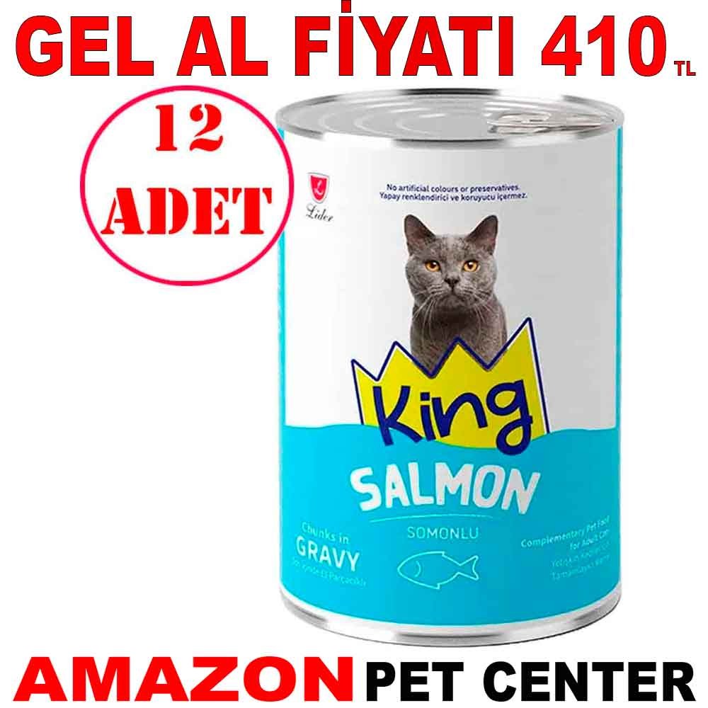 King Kedi Konservesi Somonlu Sos İçerisinde Et Parçacıklı 400 Gr 12 AD Gel Al 35005490 Amazon Pet Center
