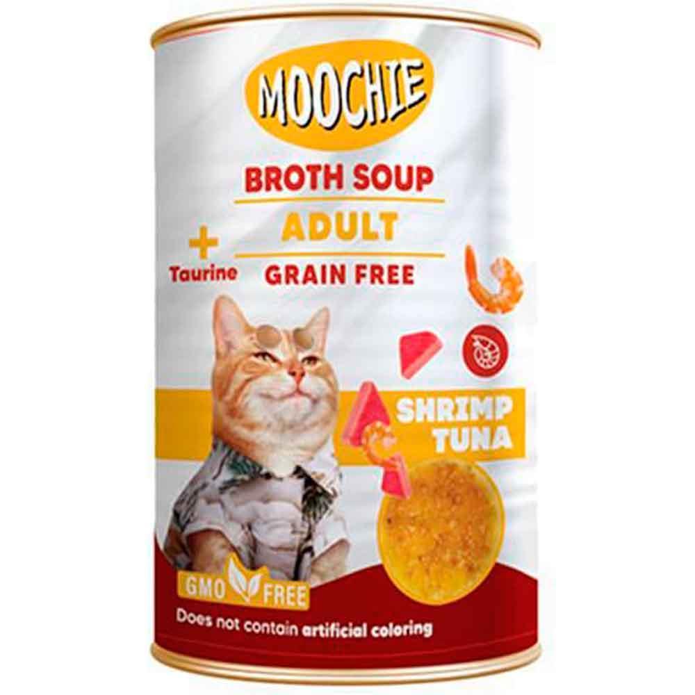 Moochie Ton Balıklı ve Karidesli Tahılsız Kedi Çorbası 135 ml 8859710205647 Amazon Pet Center