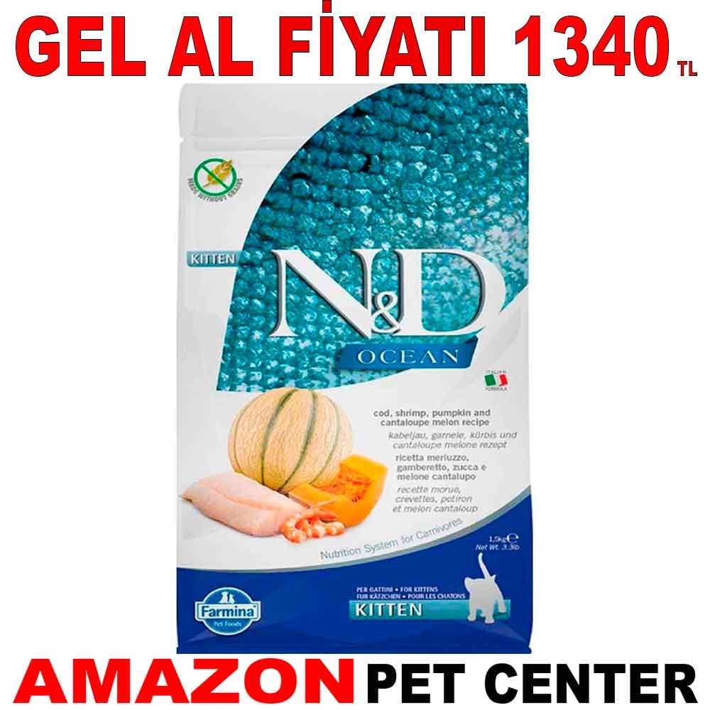 ND Ocean Kitten Balkabaklı Morina Balıklı Yavru Kedi Maması 1.5 Kg Gel Al 18579000 Amazon Pet Center