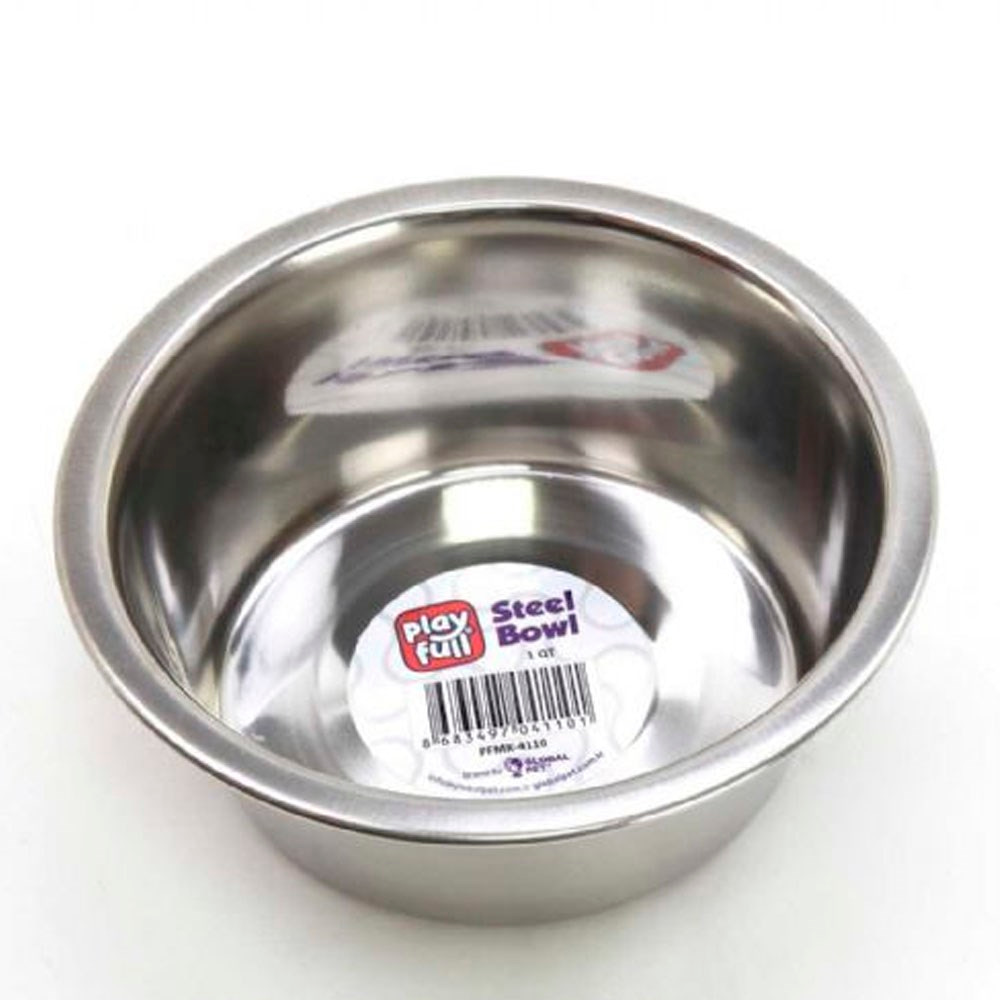 Playfull Derin Çelik Mama ve Su Kabı Kauçuk Tabanlı 1 QT PFMK-4110 8683497041101 Amazon Pet Center