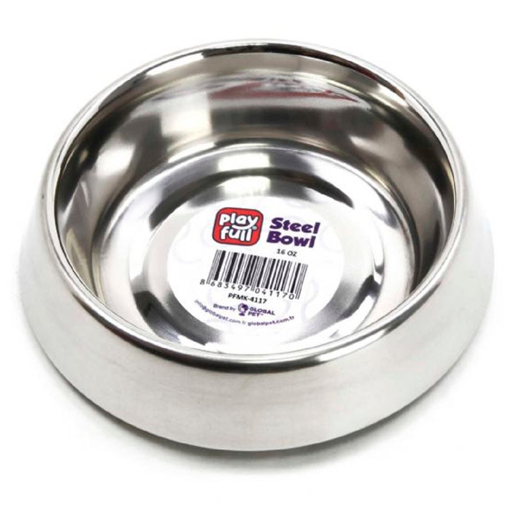 Playfull Haşere Engelleyici Çelik Mama ve Su Kabı Kauçuk Tabanlı 16 Oz PFMK-4117 8683497041170 Amazon Pet Center