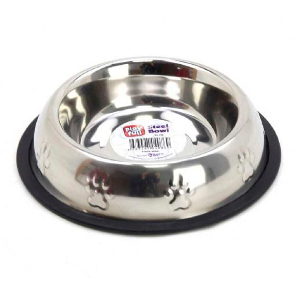 Playfull Pati Kabartma Desenli Çelik Mama ve Su Kabı 8 Oz PFMK-4085 8683497040852 Amazon Pet Center